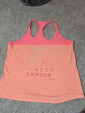 Under Armour Coral and Pink Racerback Graphic Tank Top